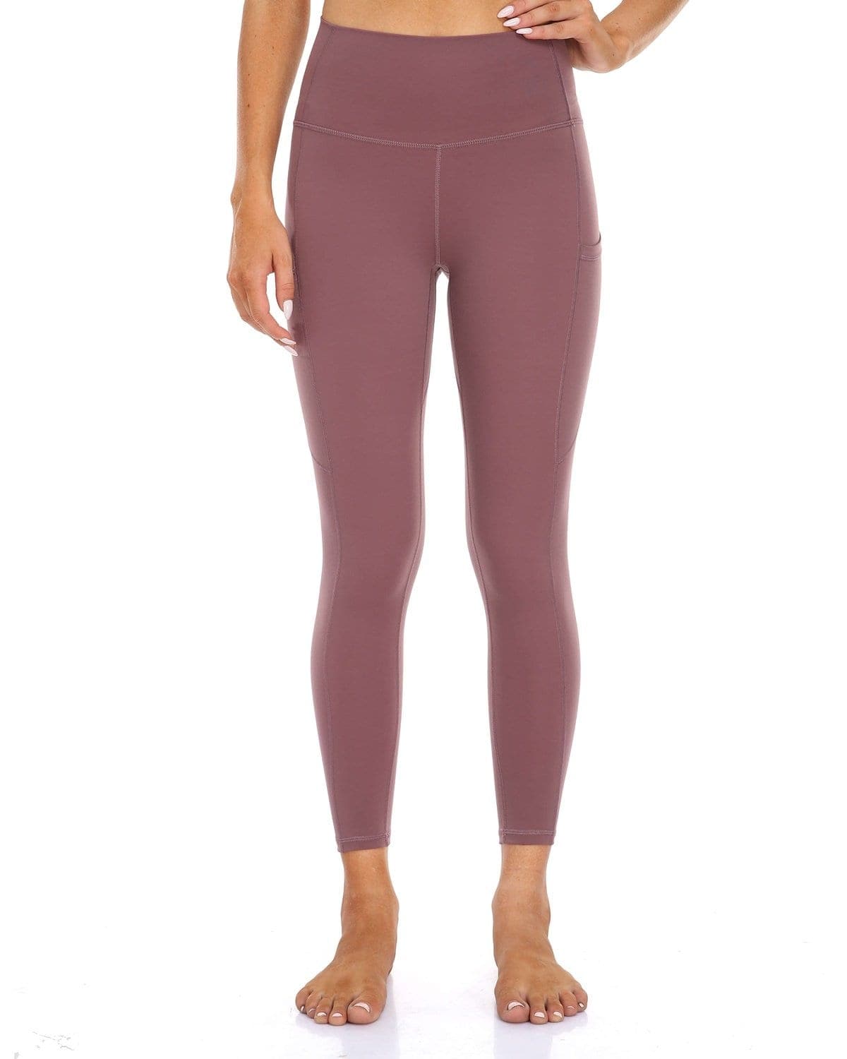 25’’ High Waisted Athletic Pants With Pocket - mauve high-waisted leggings #color_
