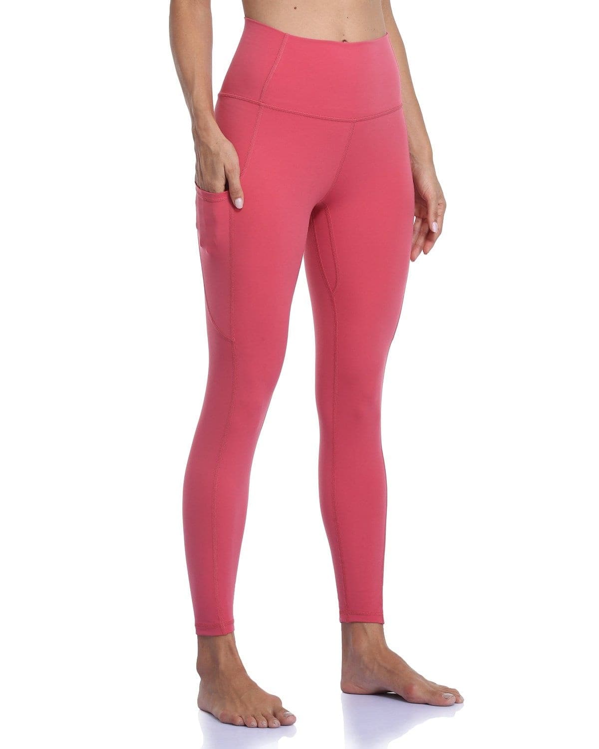25’’ High Waisted Athletic Pants With Pocket - salmon-colored leggings pockets #color_ Slate Rose / XS