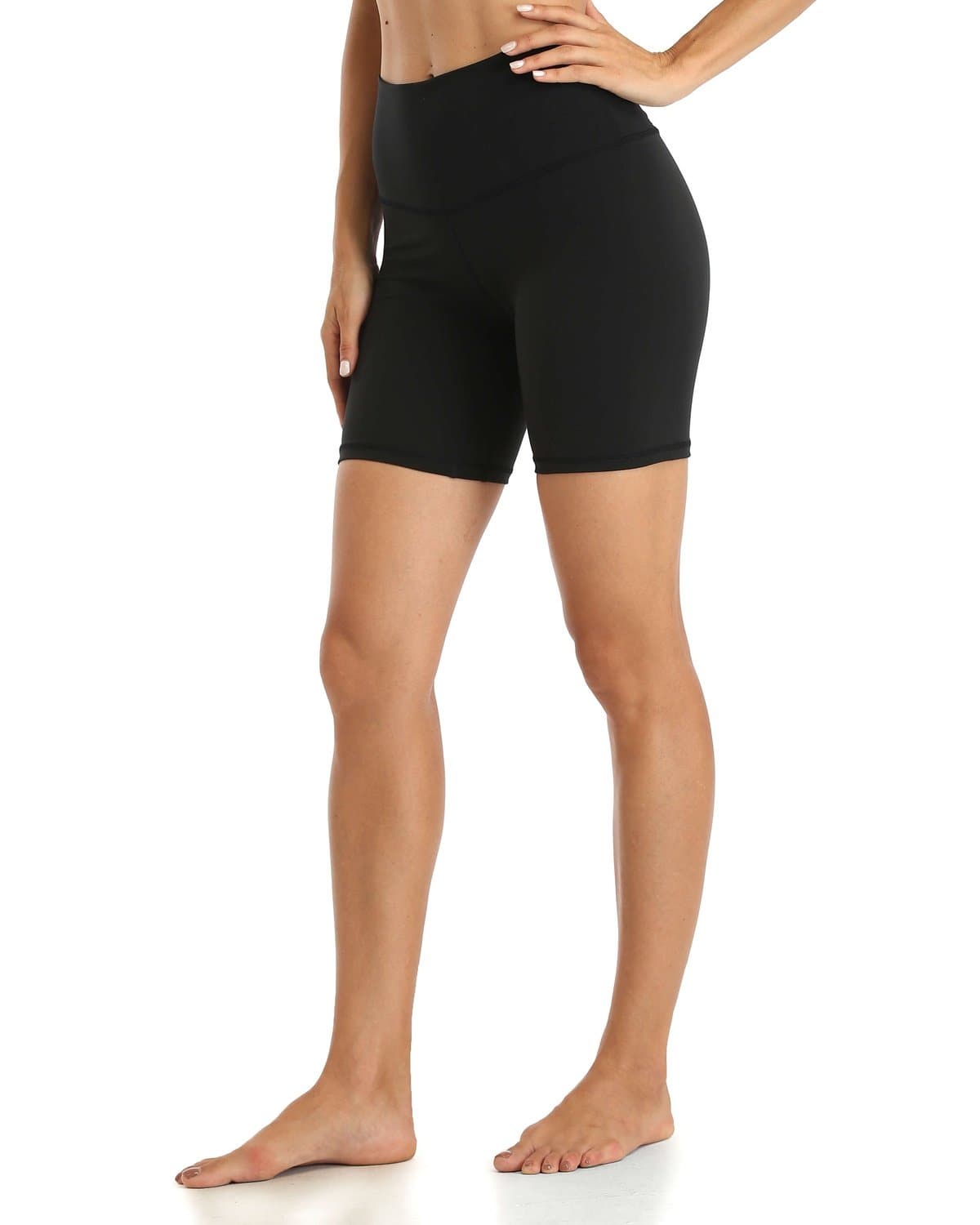 6’’ High Waisted Athletic Shorts - black biker shorts #color_