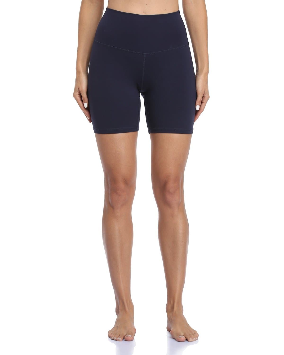 6’’ High Waisted Athletic Shorts - navy blue biker shorts #color_