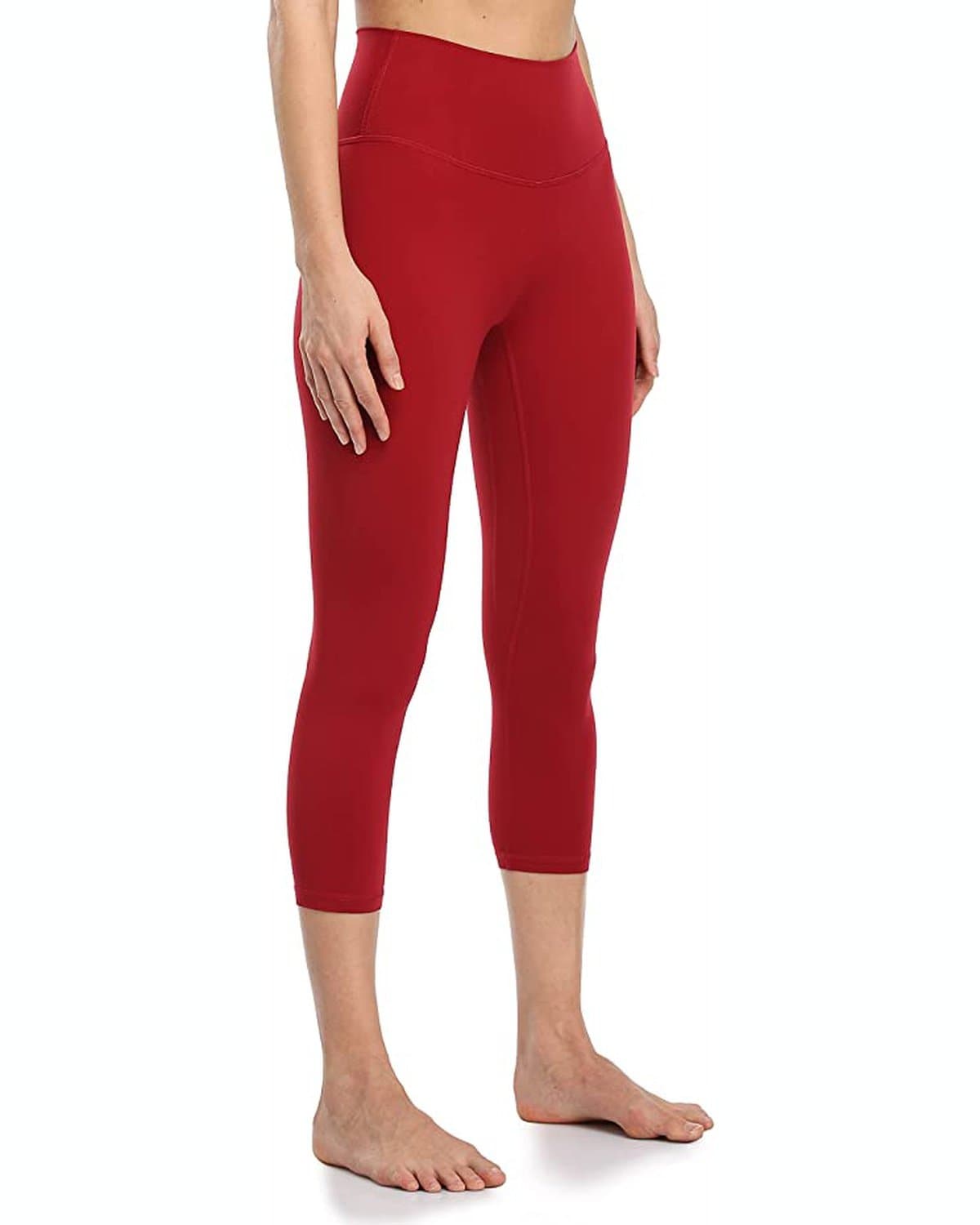 21’’ High Waisted Capris - red cropped leggings #color_