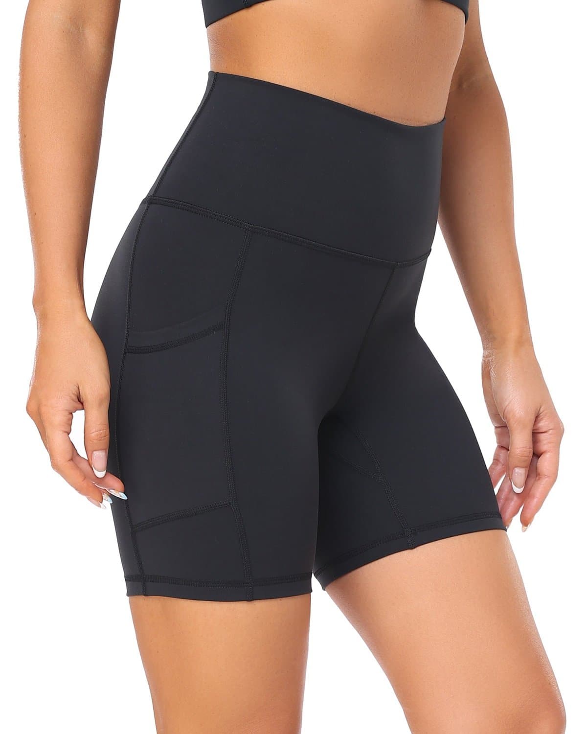 6’’ Biker Shorts with Pockets - black athletic shorts pockets #color_ Black / XS