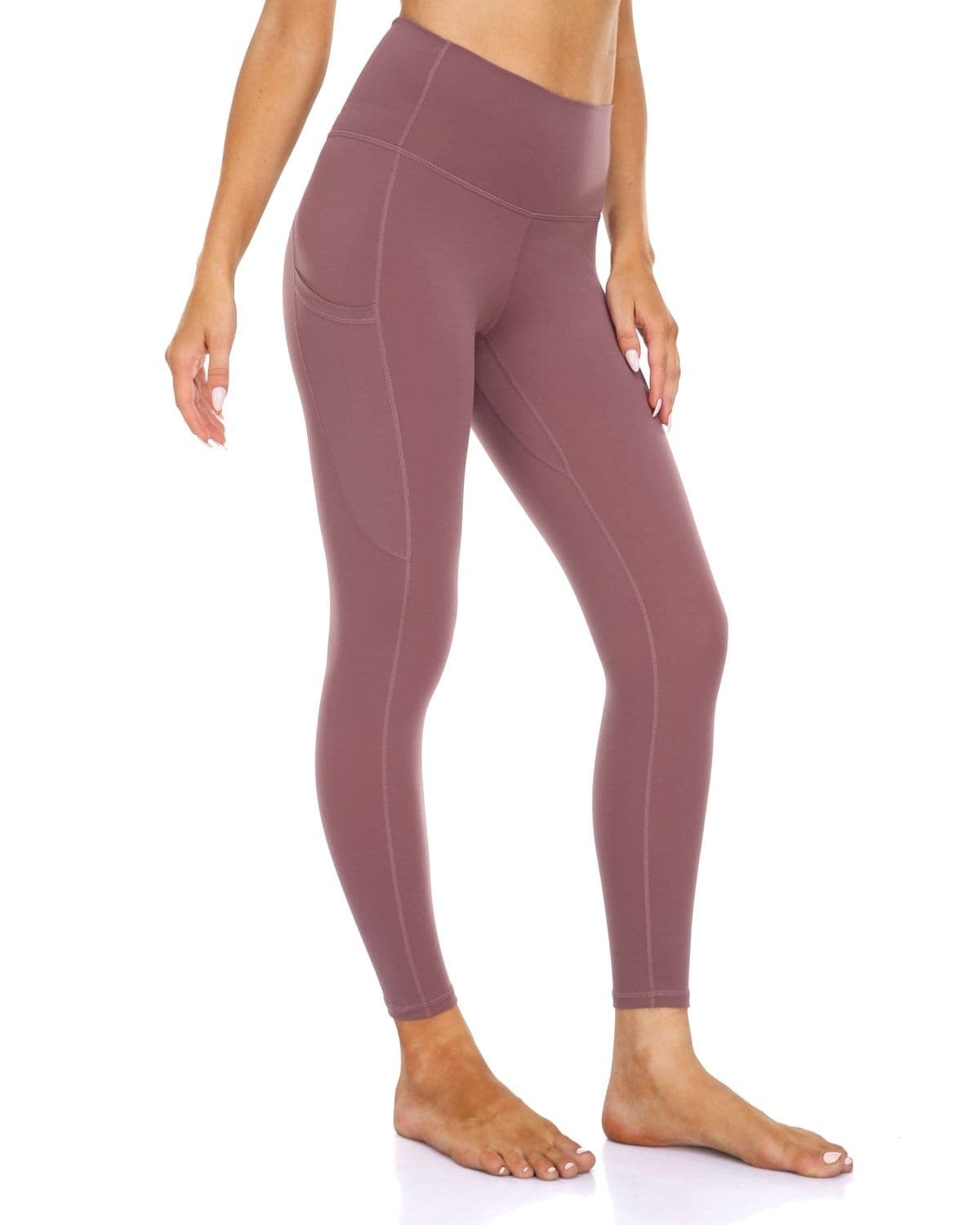 25’’ High Waisted Athletic Pants With Pocket - mauve leggings pocket #color_ Dusty Red / XS