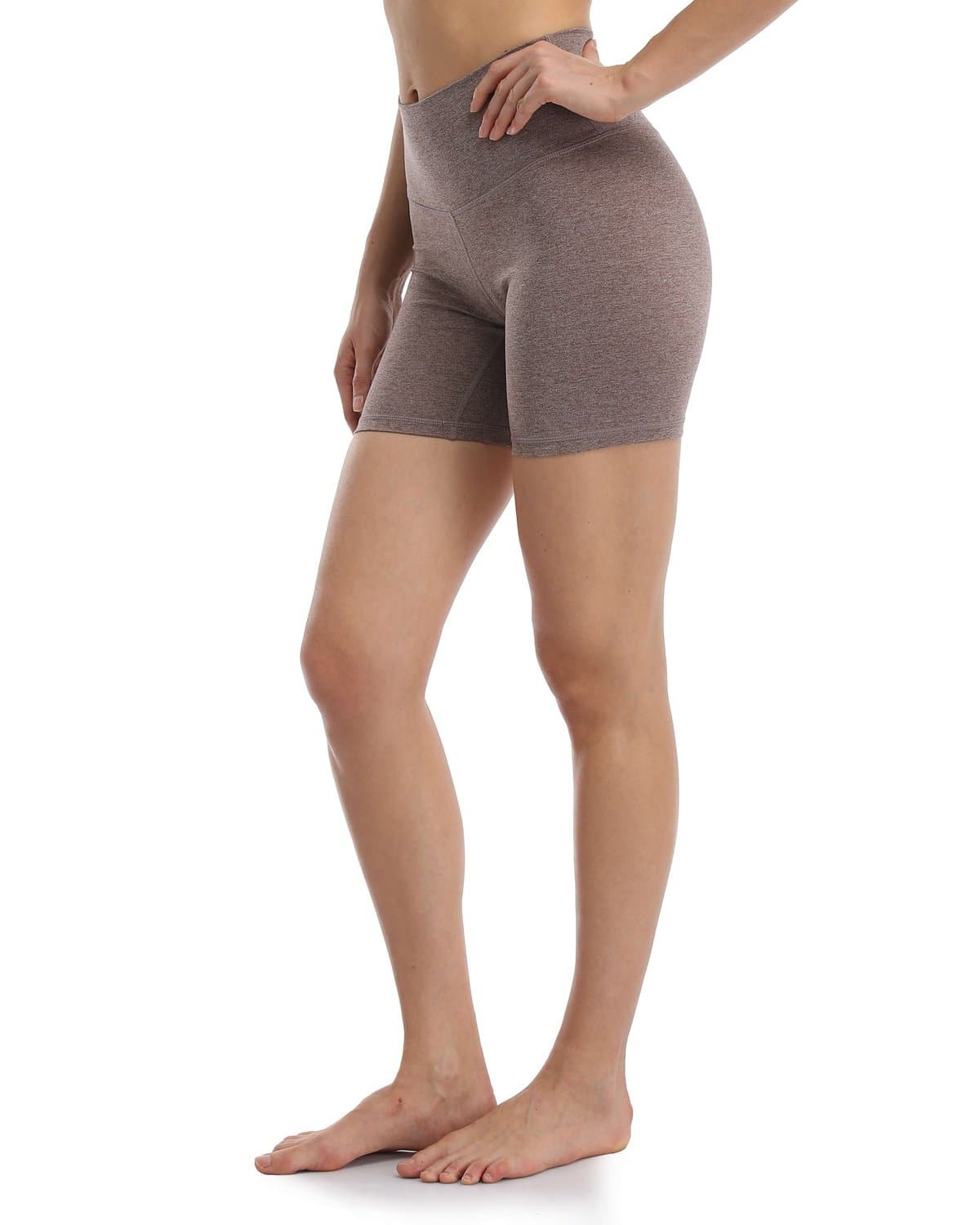 6’’ High Waisted Athletic Shorts - woman’s brown knit shorts #color_