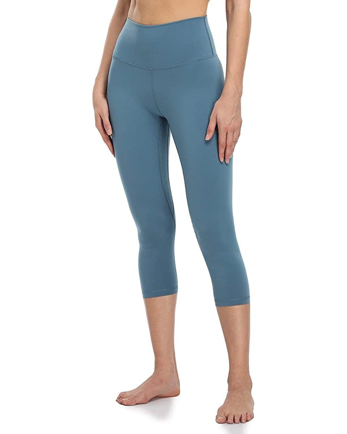 21’’ High Waisted Capris - blue cropped leggings #color_ Steel Blue / XS