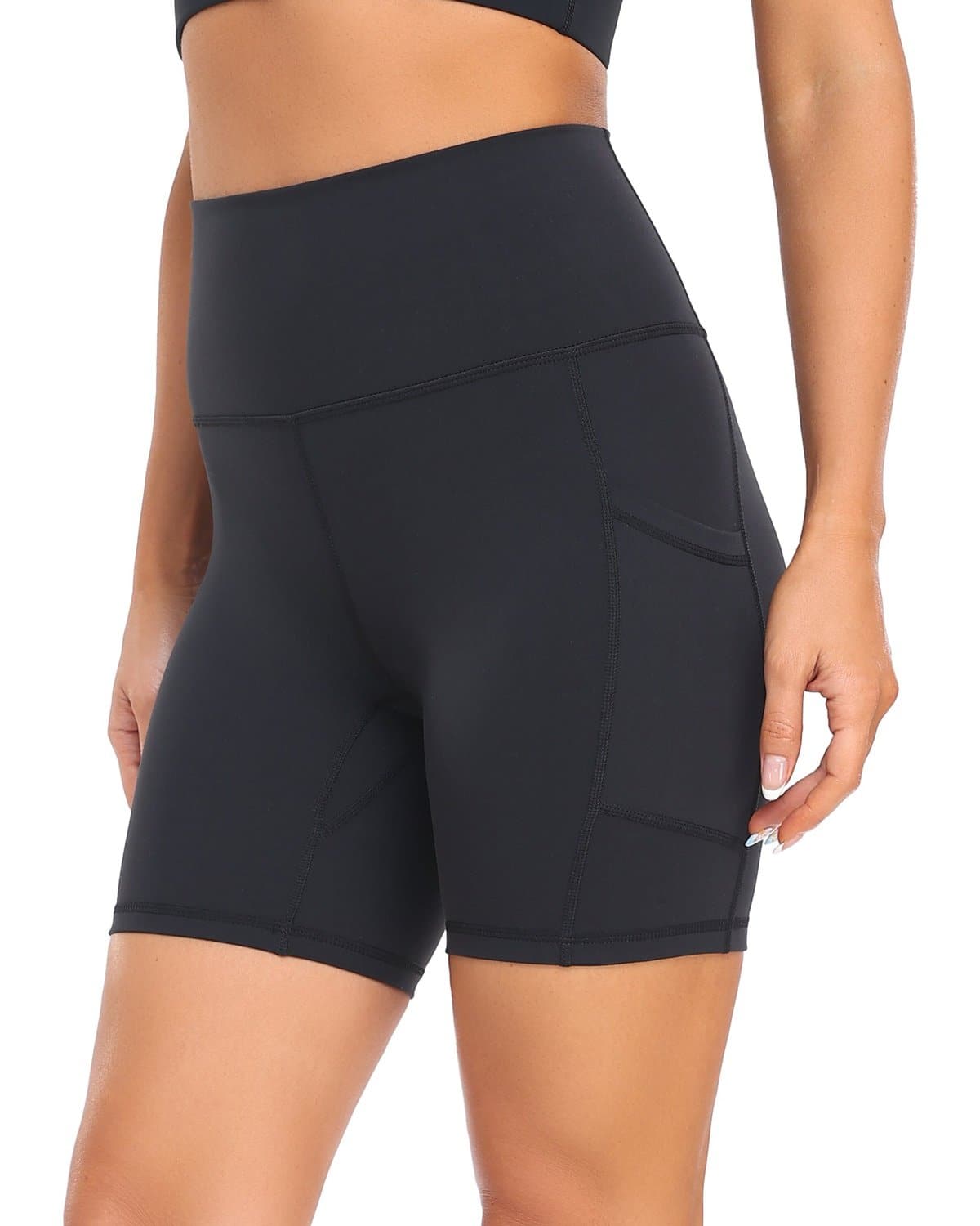 6’’ Biker Shorts with Pockets - black athletic shorts pockets #color_