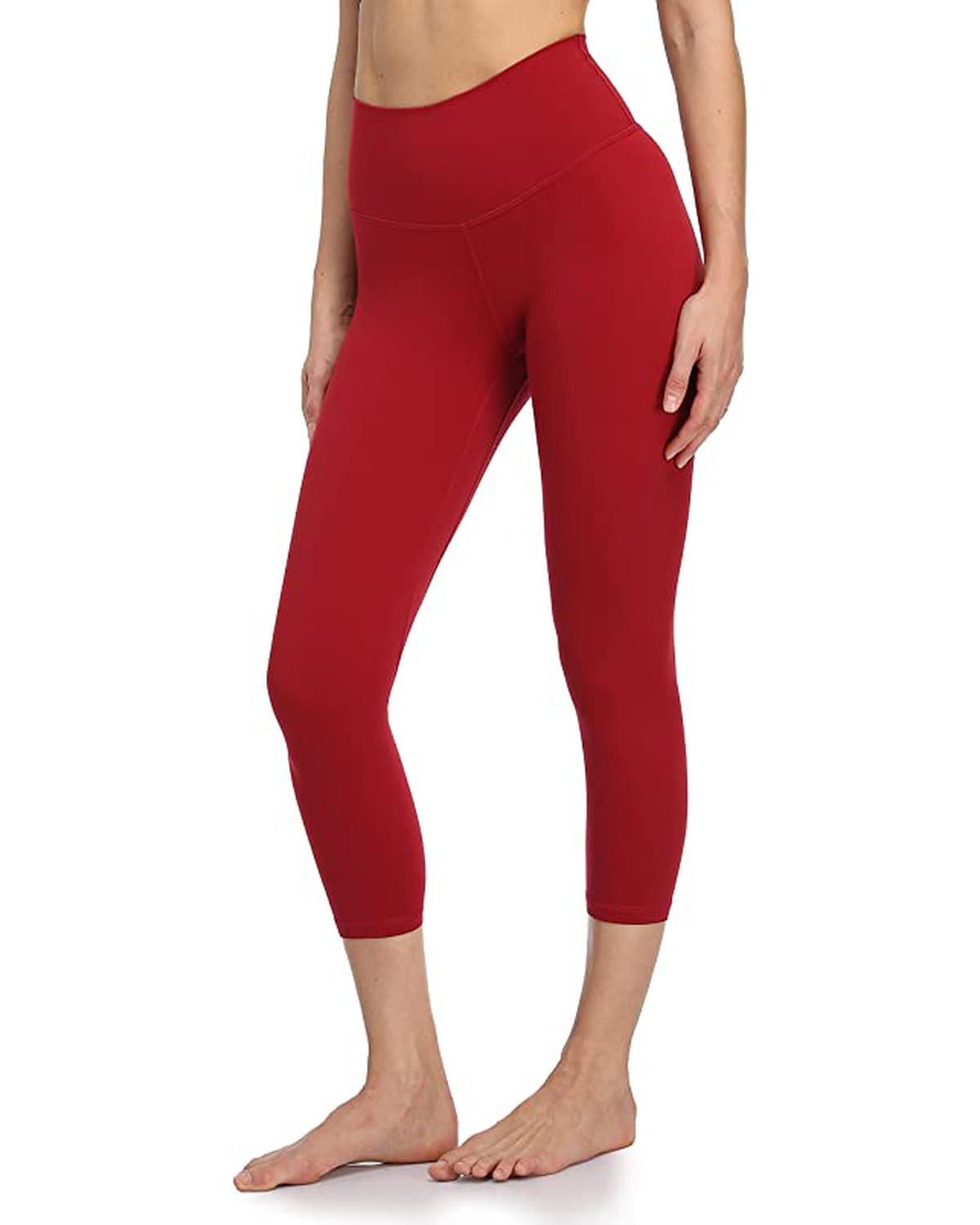 21’’ High Waisted Capris - red cropped leggings #color_