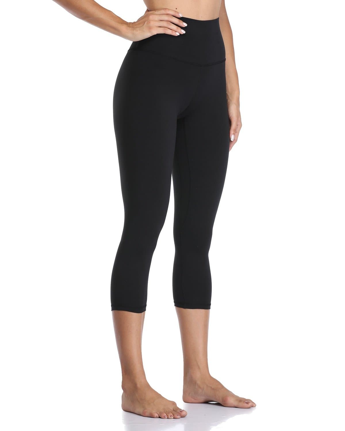 21’’ High Waisted Capris - black cropped leggings #color_