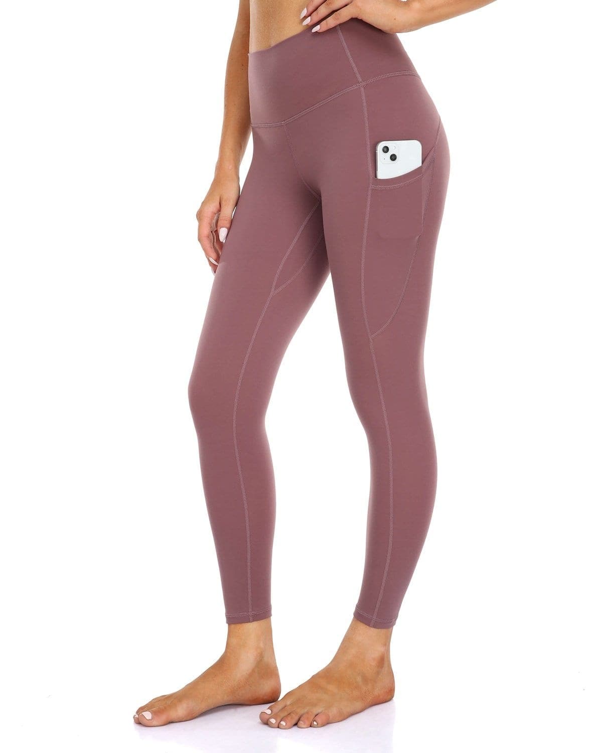 25’’ High Waisted Athletic Pants With Pocket - mauve leggings pocket #color_