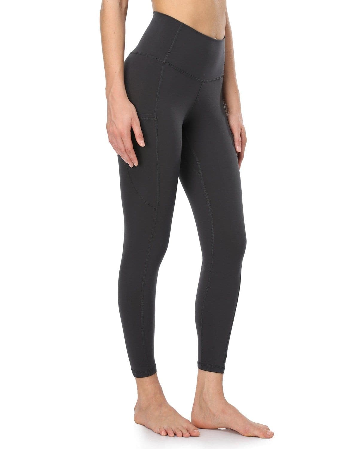 25’’ High Waisted Athletic Pants With Pocket - charcoal-colored leggings #color_