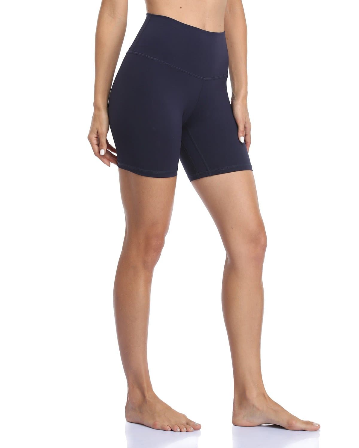 6’’ High Waisted Athletic Shorts - navy blue high-waisted biker shorts #color_