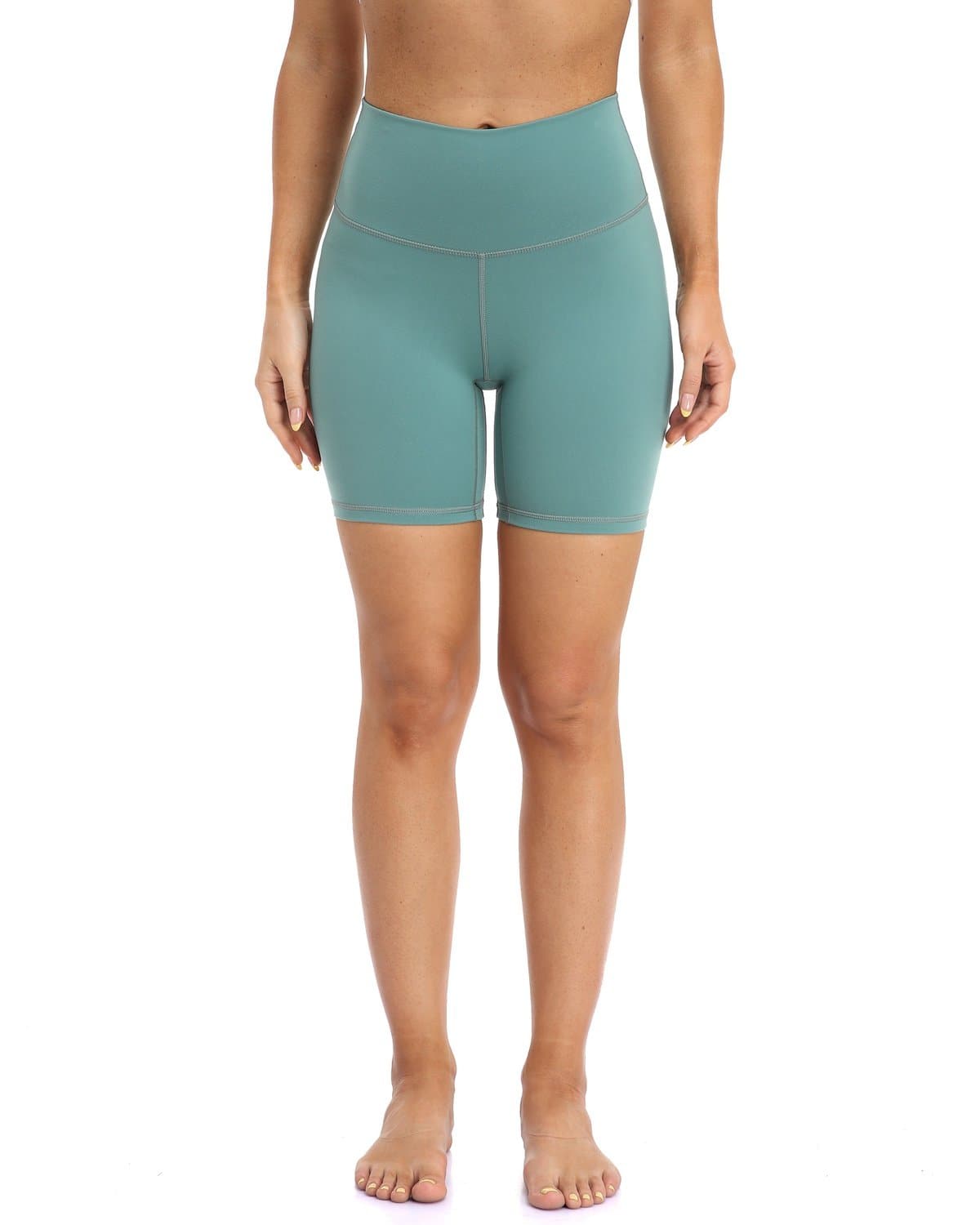 6’’ High Waisted Athletic Shorts - teal high-waisted athletic shorts #color_ Beryl Green / XS