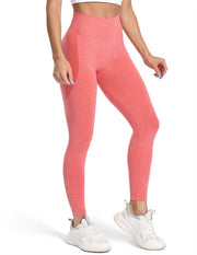 High Waisted Contour Seamless Ribbed Workout Leggings#color_red02