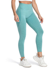 High Waisted Contour Seamless Ribbed Workout Leggings#color_green03