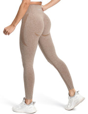 High Waisted Contour Seamless Ribbed Workout Leggings#color_brown05