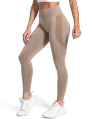 High Waisted Contour Seamless Ribbed Workout Leggings#color_brown05