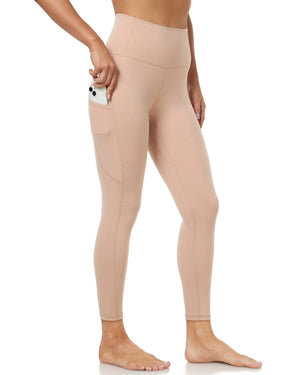 25’’ High Waisted Athletic Pants With Pocket - beige leggings pocket #color_ Sand / XS