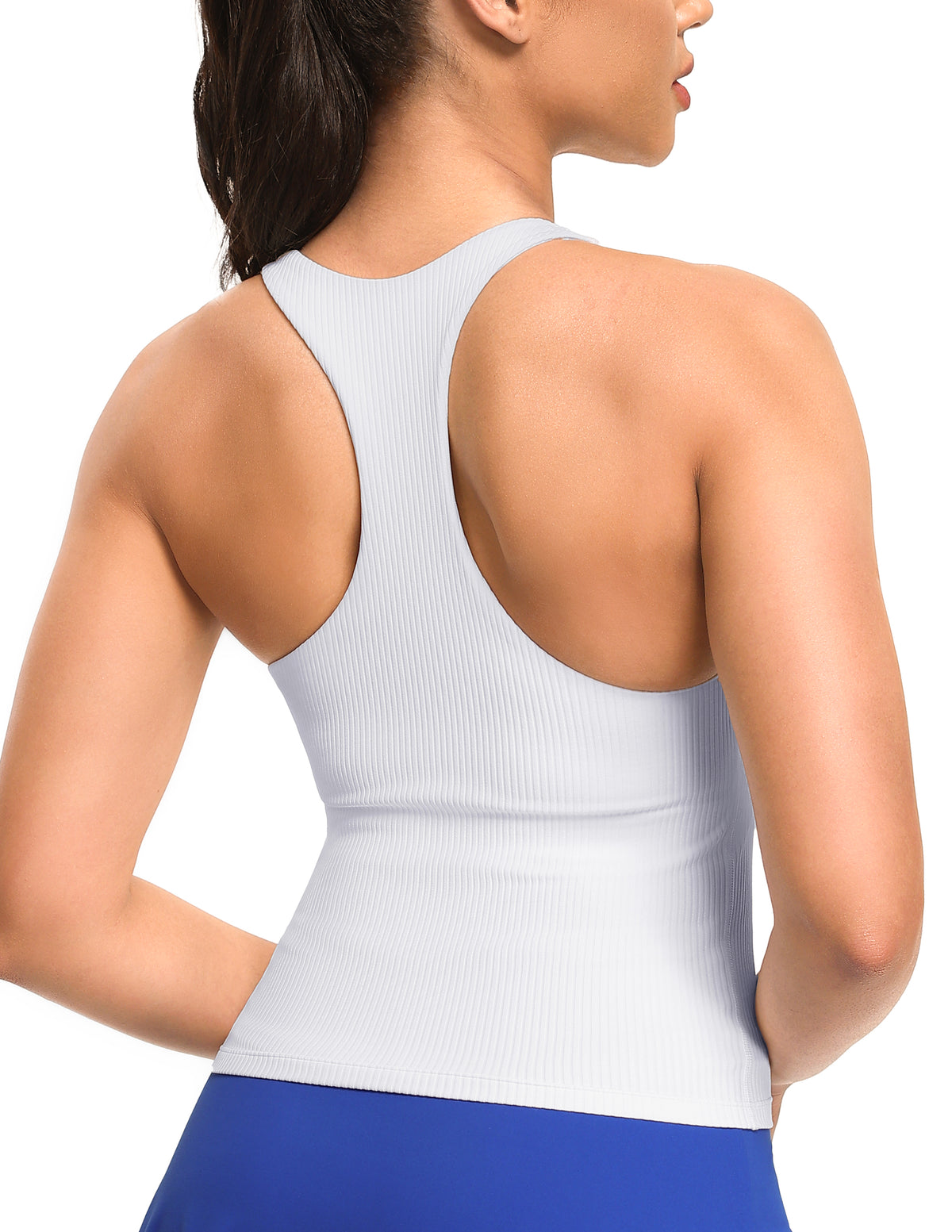 Ribbed Sleeveless Racerback Cropped Tank Workout Tops