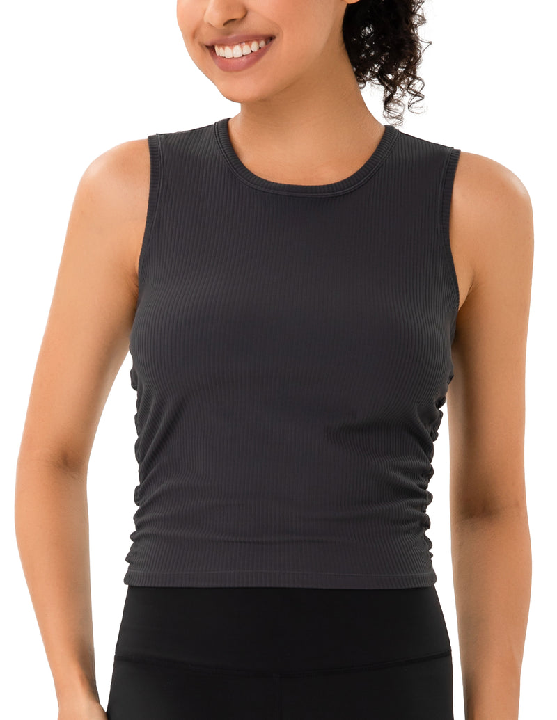 Sleeveless Crew Neck Workout Shirt - #color_ Charcoal Grey / XS