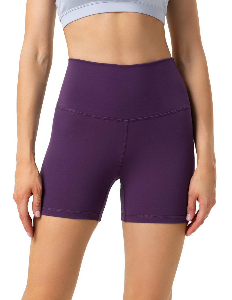 4’’ High Waisted Yoga Shorts Workout Biker Shorts - #color_ Shadow Purple / XS