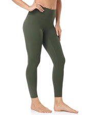 25" No Front Seam High Waist Leggings#color_army-green
