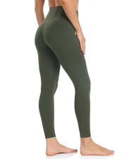 25" No Front Seam High Waist Leggings#color_army-green