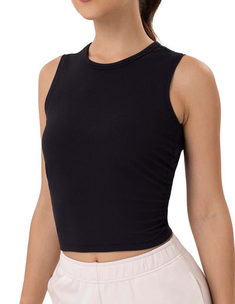 Sleeveless Crew Neck Workout Shirt - #color_ Black / XS