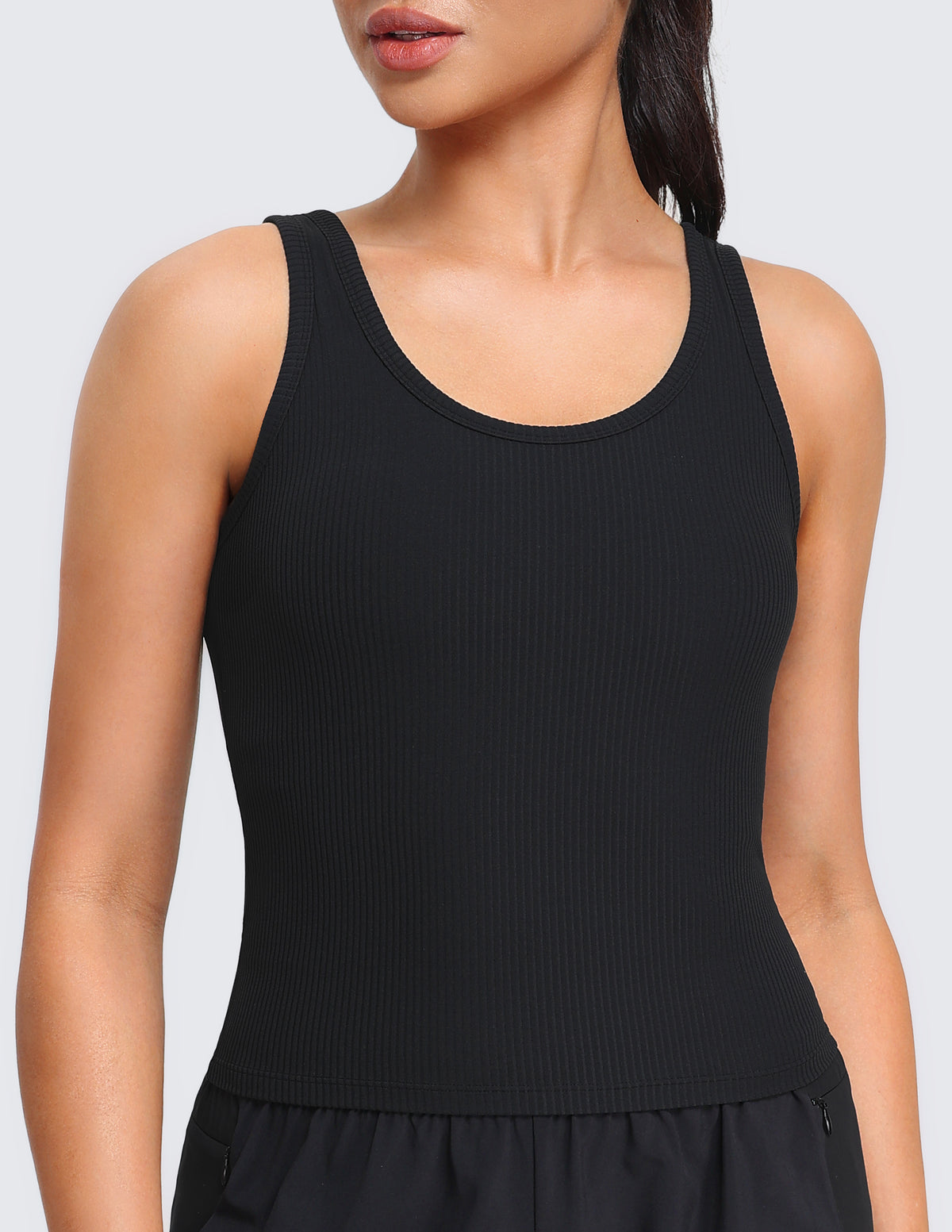 Ribbed Longline Sports Bra with Built-in Support