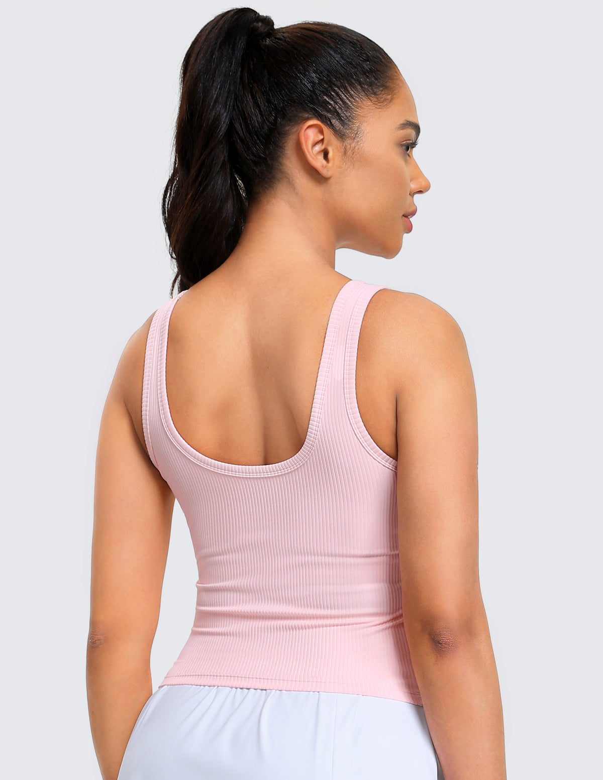 Ribbed Longline Sports Bra with Built-in Support