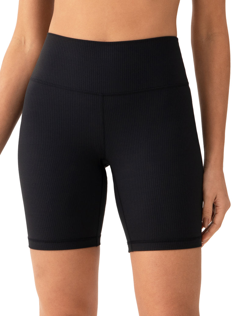 8’’ High Waisted Ribbed Biker Shorts Yoga Tights - #color_