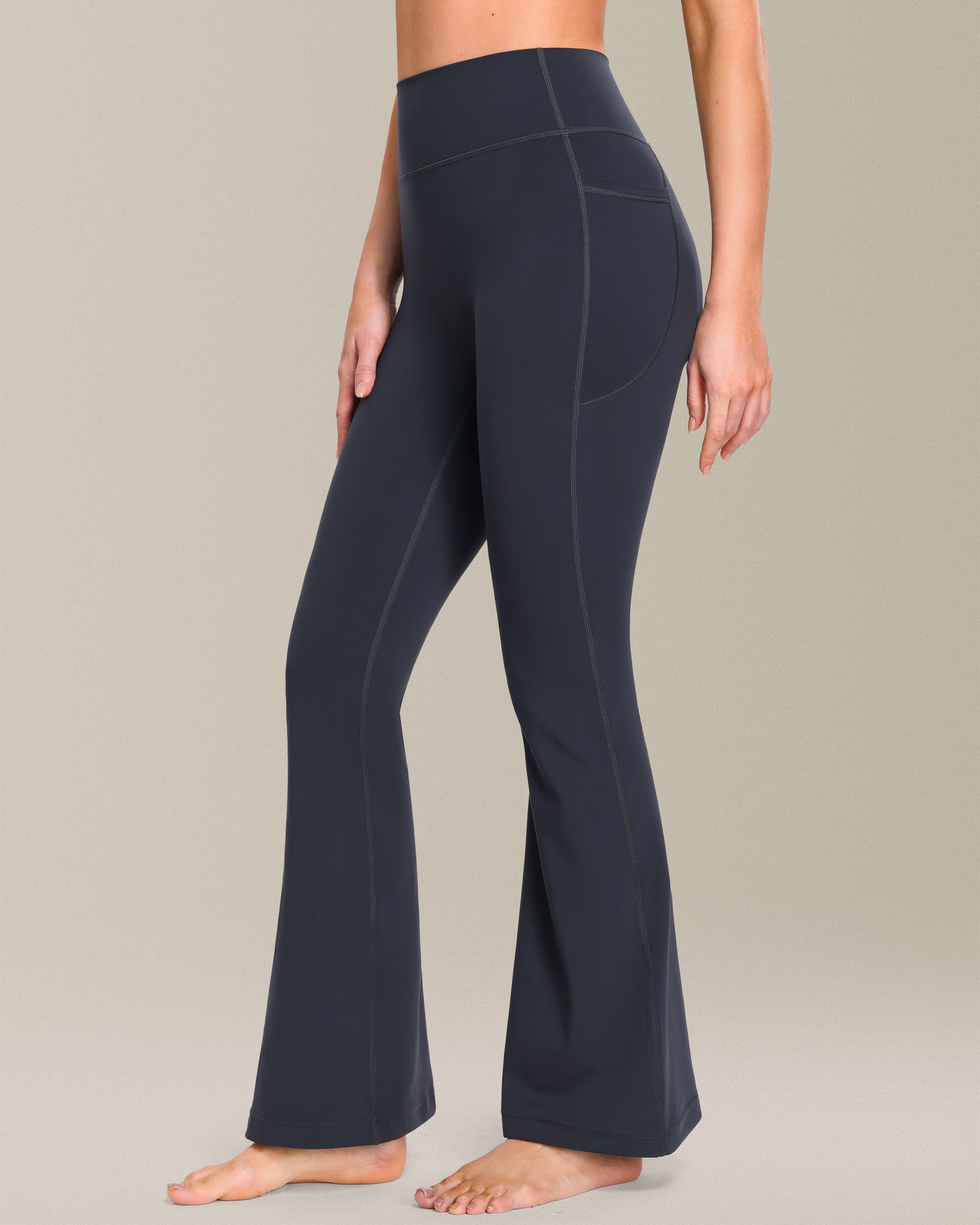 High Waisted Flare Leggings with Pockets – Soft 4-Way Stretch