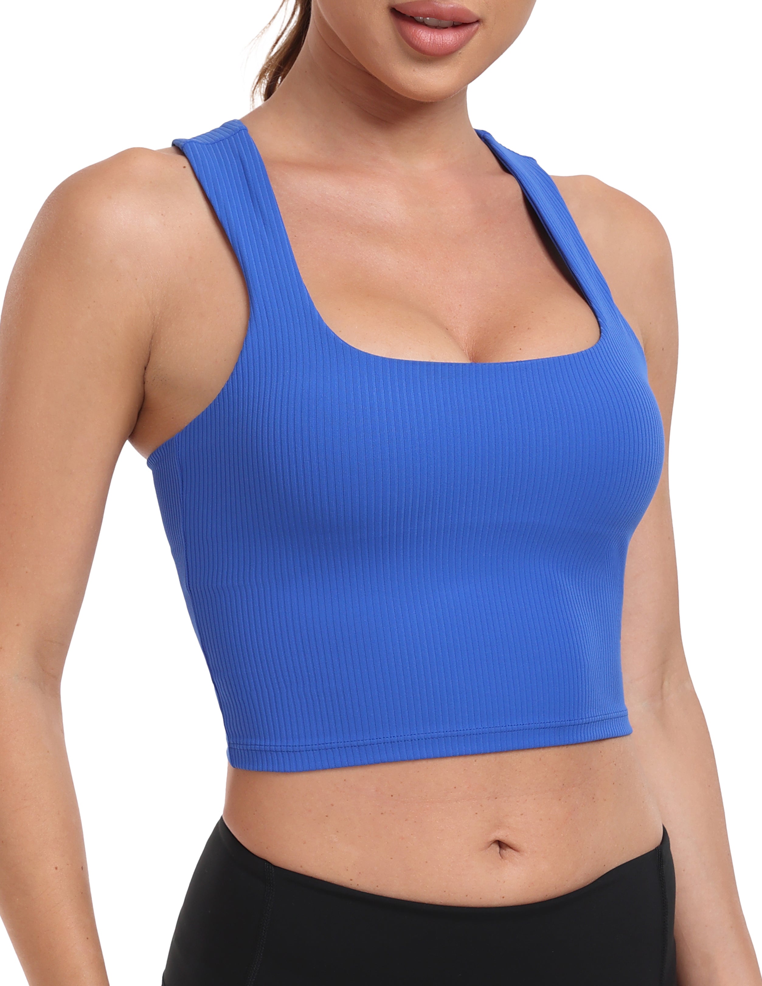 Sports Bra Tank Square‑Neck with Built‑In Shelf & High