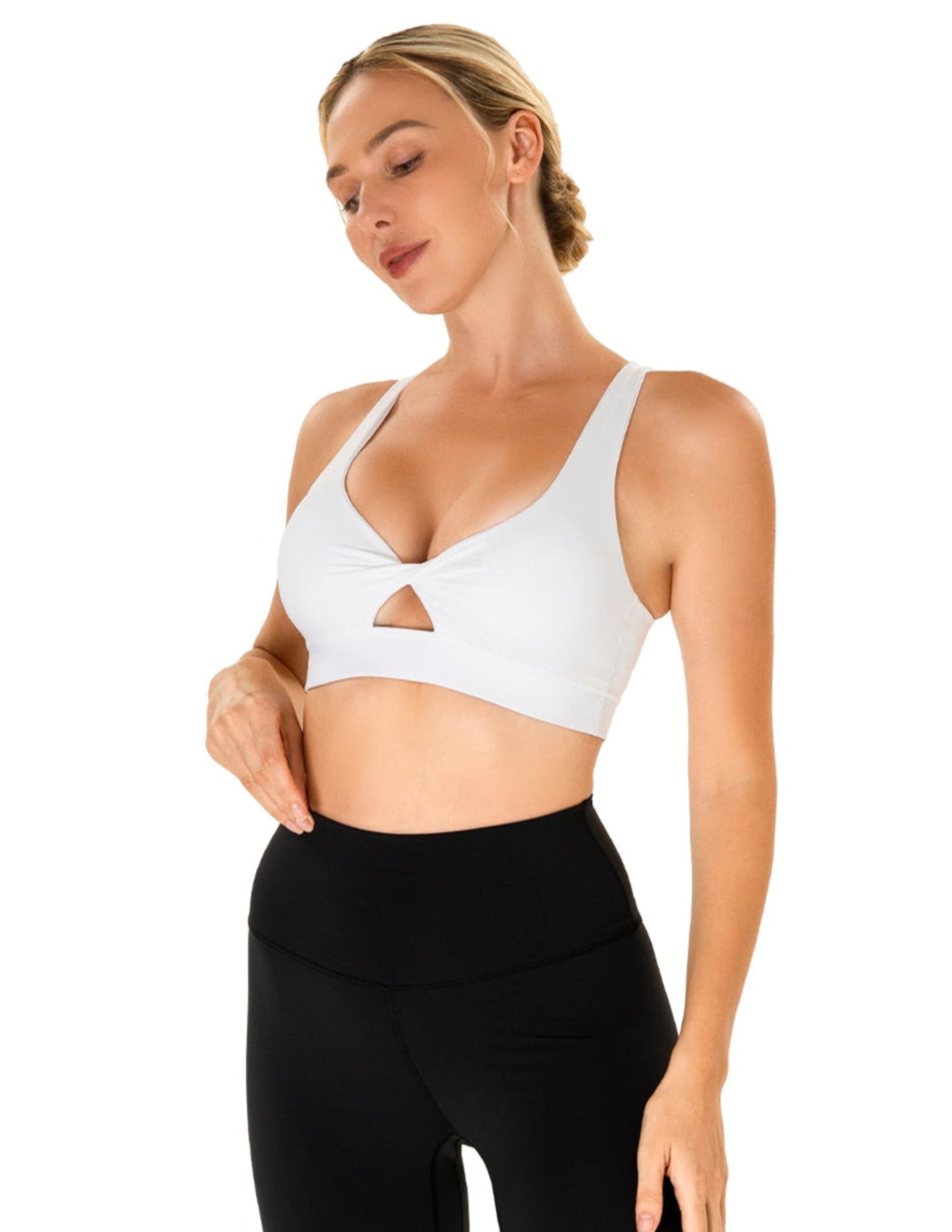Twist Front V-Neck Sports Bra | High Support, Removable Pads