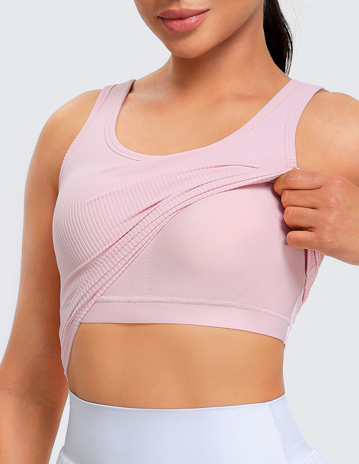 Ribbed Longline Sports Bra with Built-in Support