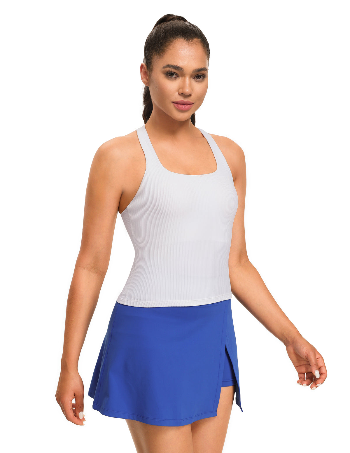 Ribbed Sleeveless Racerback Cropped Tank Workout Tops