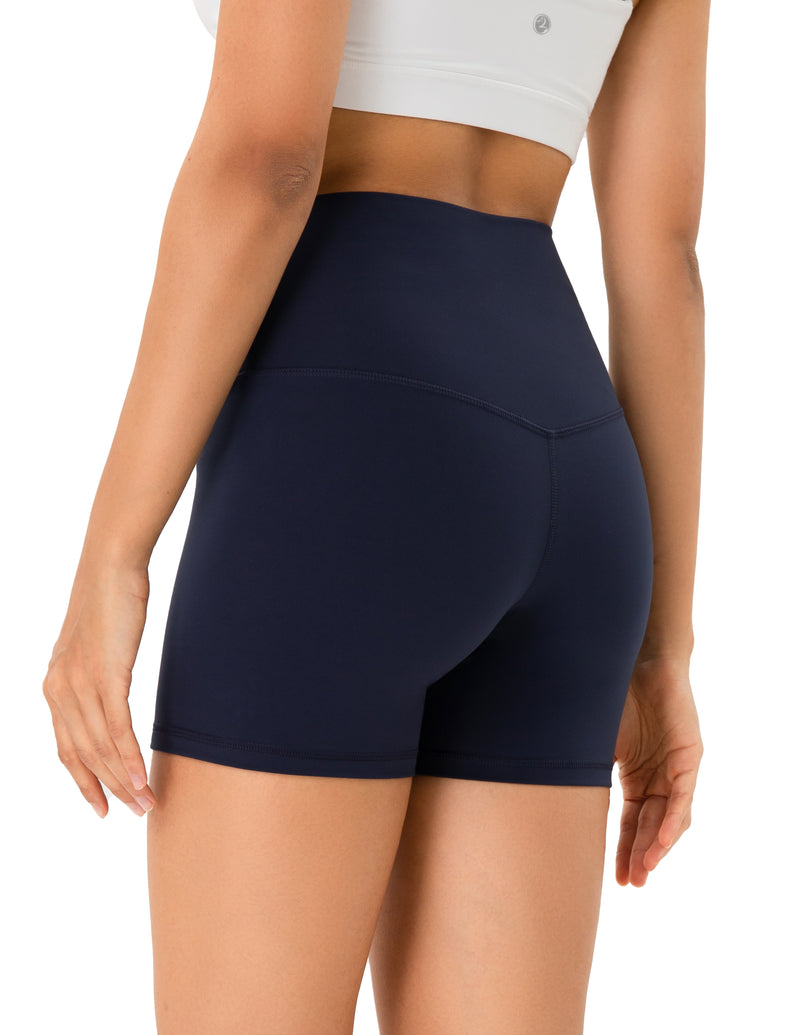4’’ High Waisted Yoga Shorts Workout Biker Shorts - #color_ Navy / XS