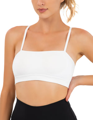 Women’s Bandeau Adjustable Yoga Bra - #color_ White / XS