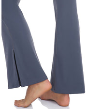 Crossover Flare Leggings with Pockets#color_vintage-blue