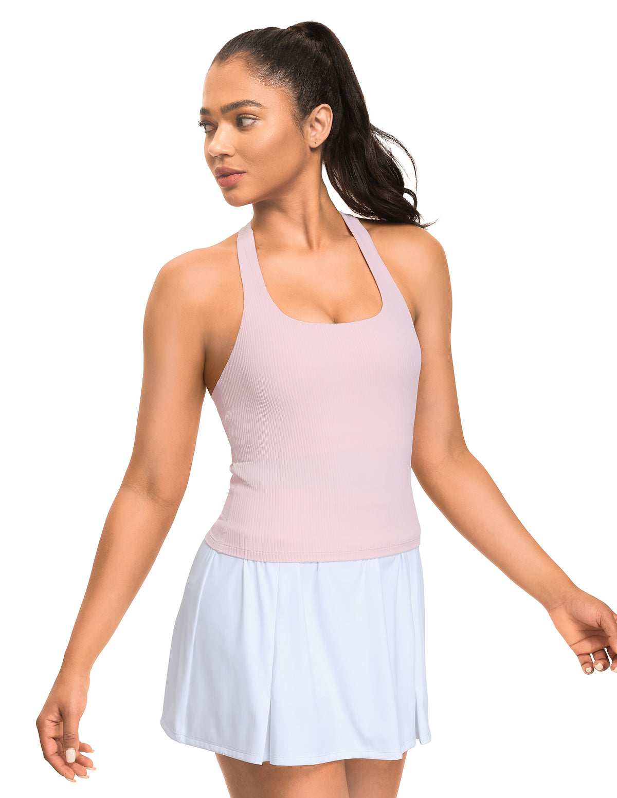 Ribbed Sleeveless Racerback Cropped Tank Workout Tops