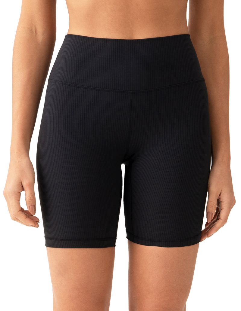 8’’ High Waisted Ribbed Biker Shorts Yoga Tights - #color_