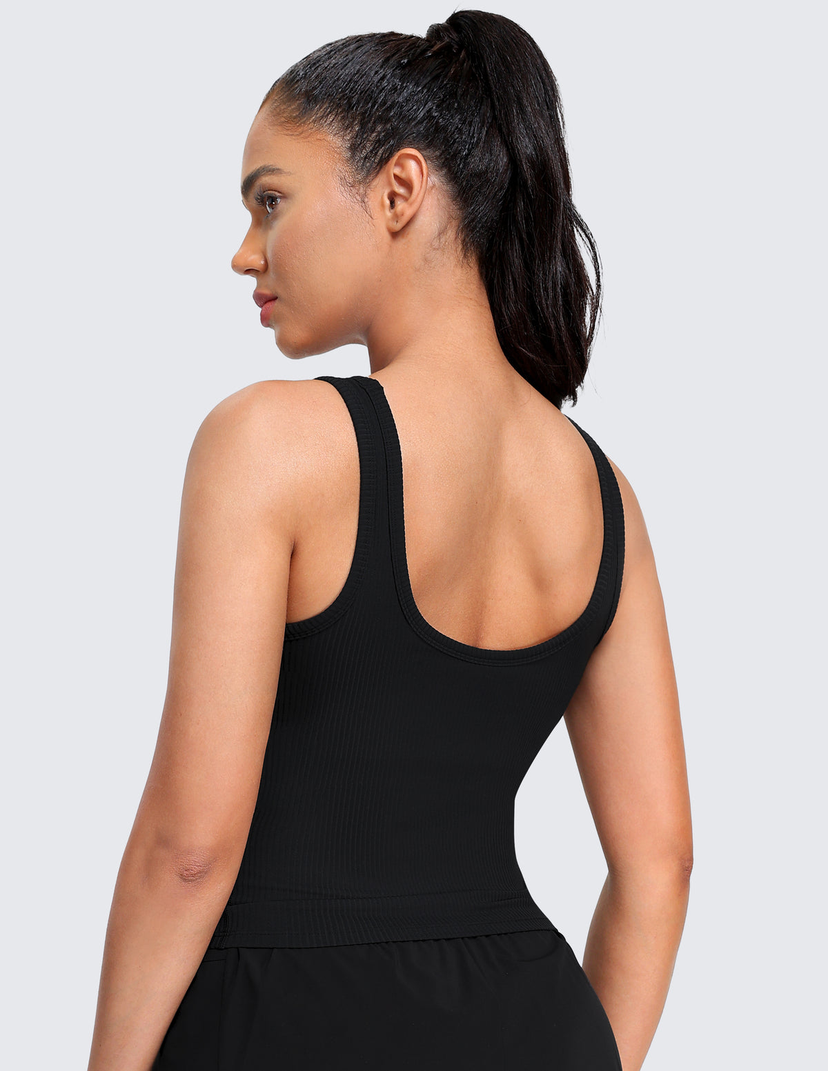Ribbed Longline Sports Bra with Built-in Support