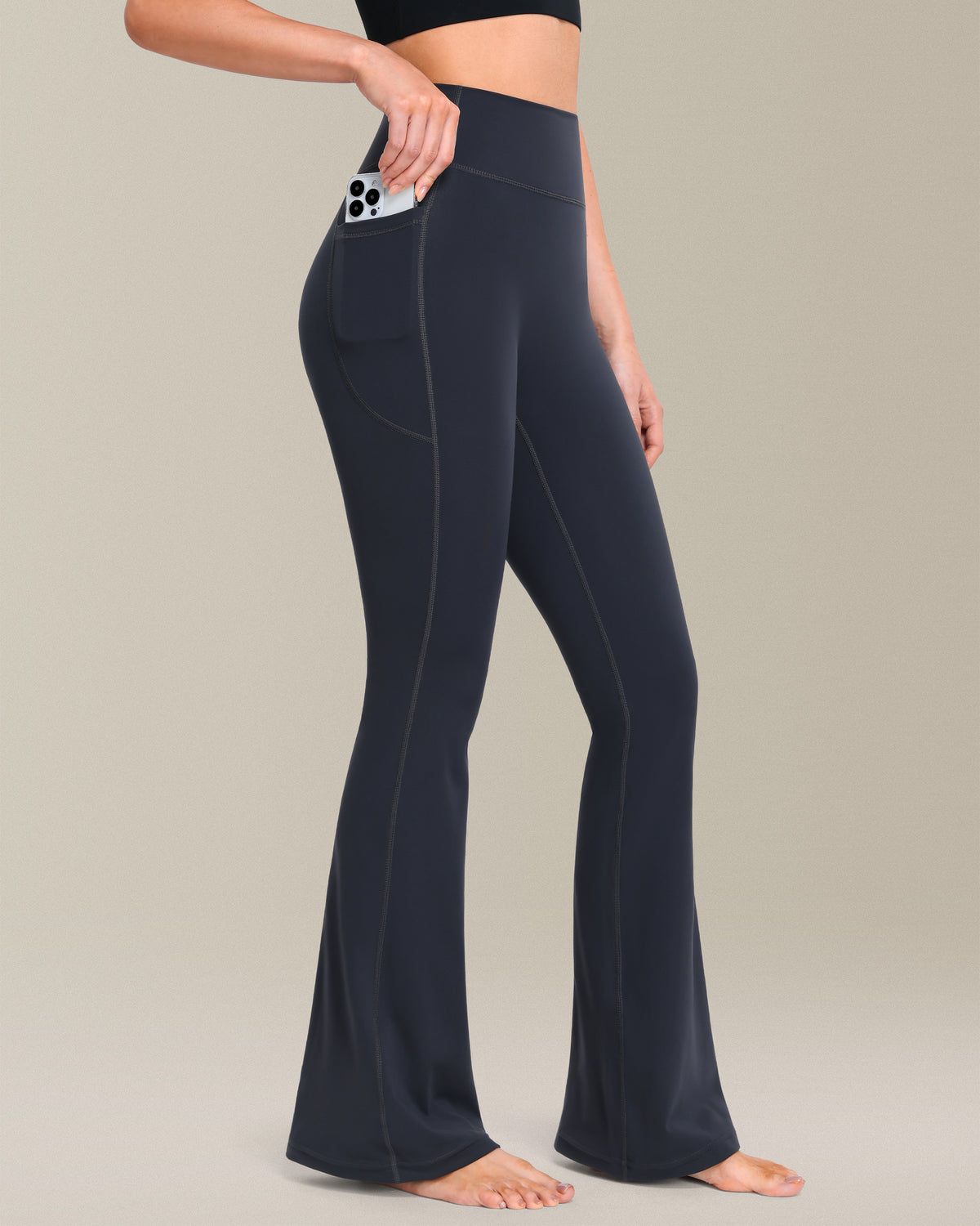 32" No Front Seam Flare Leggings with Pockets