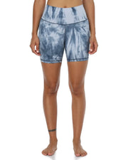 6" High Waisted Athletic Shorts#color_indigo-tie-dye