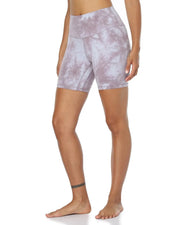 6" High Waisted Athletic Shorts#color_grey-pink-mix-tie-dye