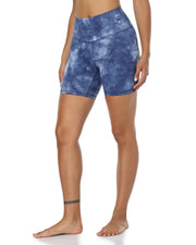 6" High Waisted Athletic Shorts#color_blue-tie-dye