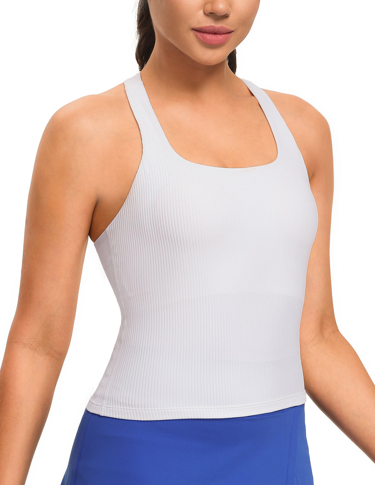 Ribbed Sleeveless Racerback Cropped Tank Workout Tops