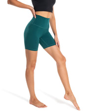 6" High Waisted Athletic Shorts#color_black-green