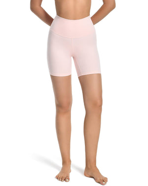 6’’ High Waisted Athletic Shorts - pink high-waisted biker shorts #color_ Pink Sude / XS