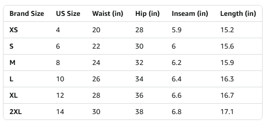 Size chart