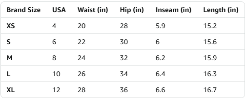 Size chart